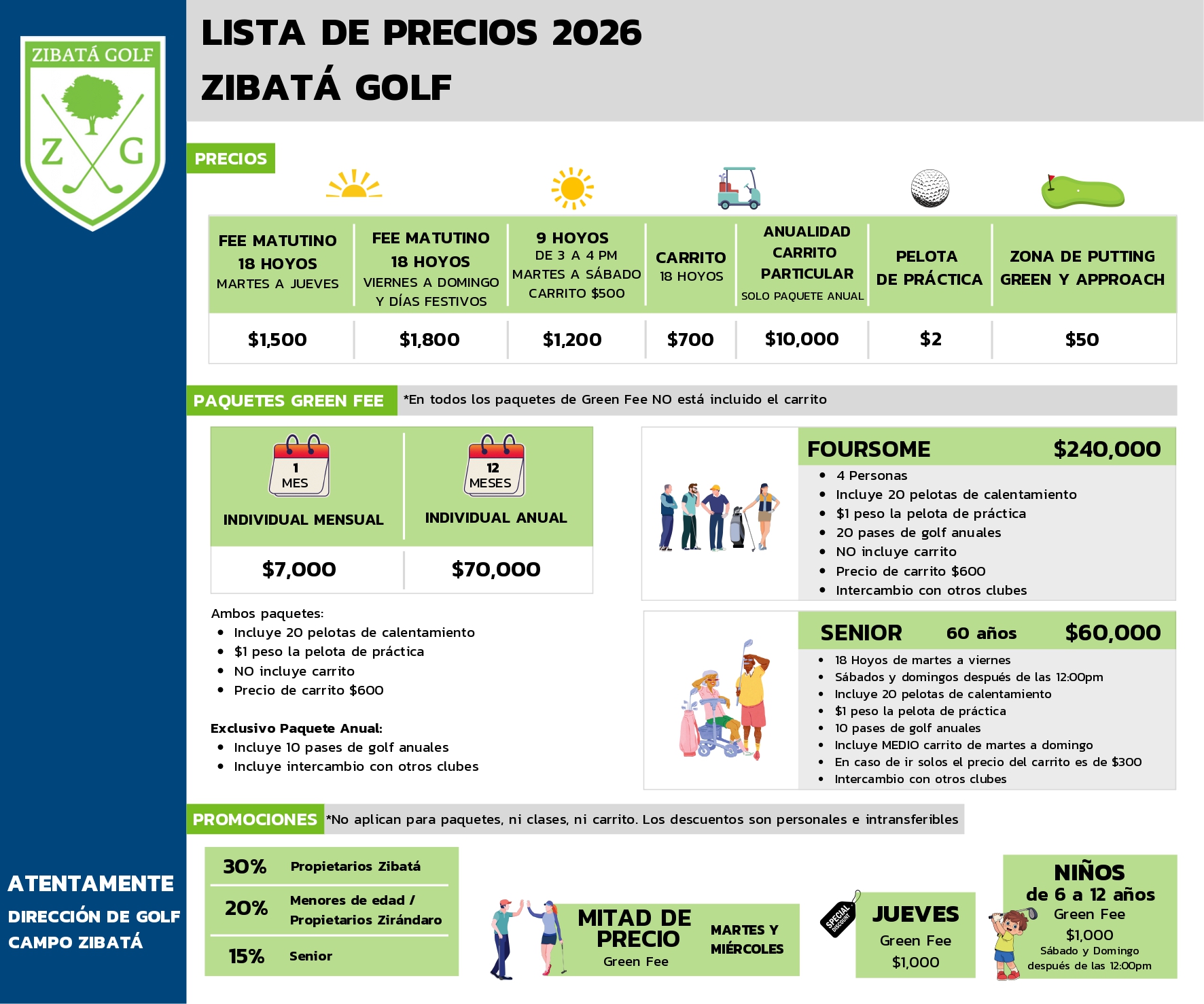 Lista de Precios Zibatá Golf 2026 - Página 1